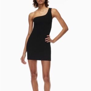 Aritzia Babaton Sleek Black One-Shoulder Dress